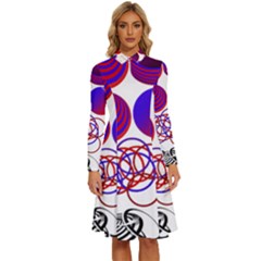 Illusion Optical Illusion Pattern Long Sleeve Shirt Collar A-line Dress by Pakjumat