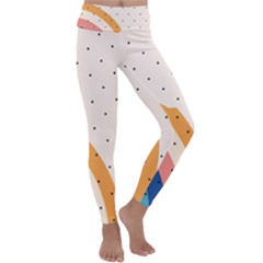 Retro Abstract Geometric Kids  Lightweight Velour Classic Yoga Leggings by Modalart