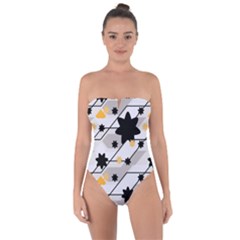 Flower Shape Abstract Pattern Tie Back One Piece Swimsuit by Modalart