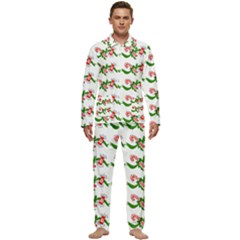 Sweet Christmas Candy Cane Men s Long Sleeve Velvet Pocket Pajamas Set by Modalart