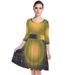 Technology System Quarter Sleeve Waist Band Dress by Modalart