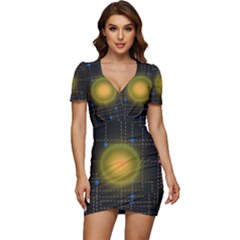 Technology System Low Cut Cap Sleeve Mini Dress by Modalart