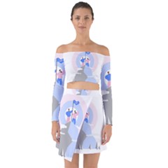 Achievement Success Mountain Clouds Off Shoulder Top With Skirt Set by Modalart