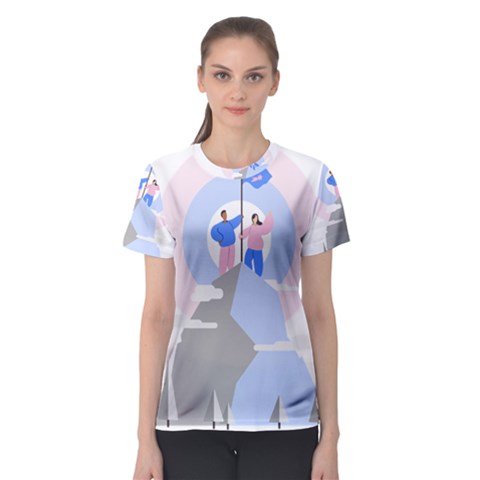 Achievement Success Mountain Clouds Women s Sport Mesh T-shirt by Modalart