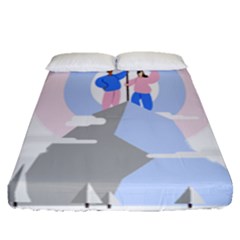 Achievement Success Mountain Clouds Fitted Sheet (queen Size) by Modalart