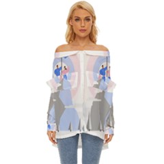 Achievement Success Mountain Clouds Off Shoulder Chiffon Pocket Shirt by Modalart