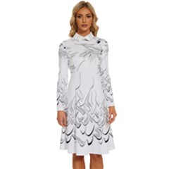 Eagle Birds Of Prey Raptor Long Sleeve Shirt Collar A-line Dress by Modalart