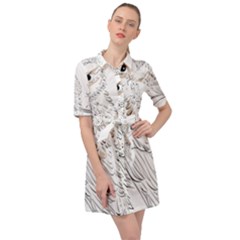 Owl Bird Wildlife Bird Of Prey Belted Shirt Dress by Modalart