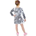 Roses Bouquet Flowers Sketch Kids  Long Sleeve Velvet Dress View2