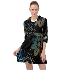 Flower Abstract Desenho Mini Skater Shirt Dress by Bedest