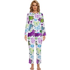 Butterflies Abstract Background Colorful Desenho Vector Womens  Long Sleeve Lightweight Pajamas Set by Bedest