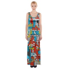 Just Do It Pattern Thigh Split Maxi Dress by Bedest