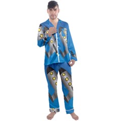 Rocket Spaceship Space Travel Nasa Men s Long Sleeve Satin Pajamas Set by Ravend