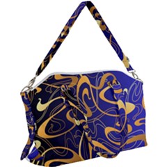 Squiggly Lines Blue Ombre Canvas Crossbody Bag by Ravend