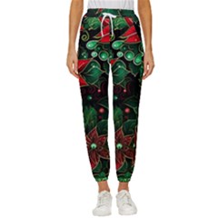 Flower Floral Pattern Christmas Women s Cropped Drawstring Pants by Ravend