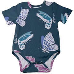 Butterfly Pattern Dead Death Rose Baby Short Sleeve Bodysuit by Ravend