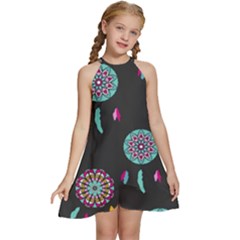 Dreamcatcher Seamless American Kids  Halter Collar Waist Tie Chiffon Dress by Ravend