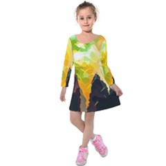 Forest Trees Nature Wood Green Kids  Long Sleeve Velvet Dress by Ravend