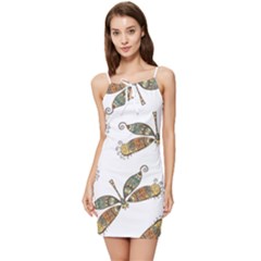 Pattern Dragonfly Background Summer Tie Front Dress by Ravend