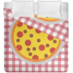 Pizza Table Pepperoni Sausage Duvet Cover Double Side (king Size) by Ravend