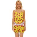 Pizza Table Pepperoni Sausage V-Neck Satin Pajamas Set View1