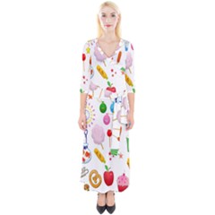 Summer Fair Food Goldfish Quarter Sleeve Wrap Maxi Dress by Ravend