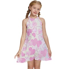 Valentine Background Hearts Bokeh Kids  Halter Collar Waist Tie Chiffon Dress by Ravend