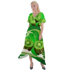 Kiwi Fruit Vitamins Healthy Cut Cross Front Sharkbite Hem Maxi Dress by Amaryn4rt