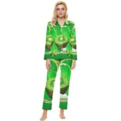 Kiwi Fruit Vitamins Healthy Cut Womens  Long Sleeve Velvet Pocket Pajamas Set by Amaryn4rt