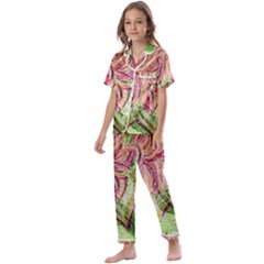 Colorful Design Acrylic Canvas Kids  Satin Short Sleeve Pajamas Set by Amaryn4rt