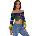 Light Texture Abstract Background Long Sleeve Crinkled Weave Crop Top View3