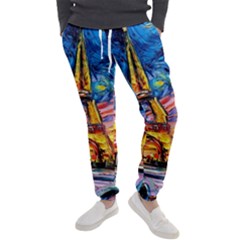 Eiffel Tower Starry Night Print Van Gogh Men s Jogger Sweatpants by Modalart