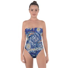 Mosaic Art Vincent Van Gogh Starry Night Tie Back One Piece Swimsuit by Modalart