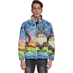 Totoro Starry Night Art Van Gogh Parody Men s Puffer Bubble Jacket Coat by Modalart