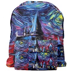 Castle Hogwarts Starry Night Print Van Gogh Parody Giant Full Print Backpack by Modalart