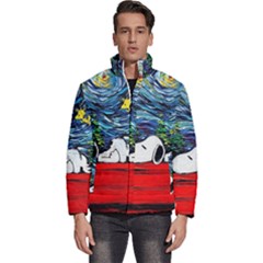 Dog House Vincent Van Gogh s Starry Night Parody Men s Puffer Bubble Jacket Coat by Modalart