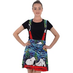 Dog House Vincent Van Gogh s Starry Night Parody Velvet Suspender Skater Skirt by Modalart