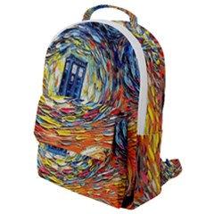 Tardis Starry Night Doctor Who Van Gogh Parody Flap Pocket Backpack (small) by Modalart