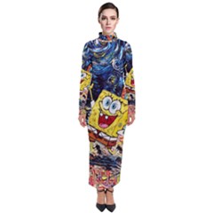 Art Cartoon Starry Night Van Gogh Turtleneck Maxi Dress by Modalart