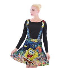 Art Cartoon Starry Night Van Gogh Suspender Skater Skirt by Modalart