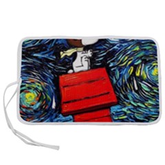 Dog Flying House Cartoon Starry Night Vincent Van Gogh Parody Pen Storage Case (m) by Modalart