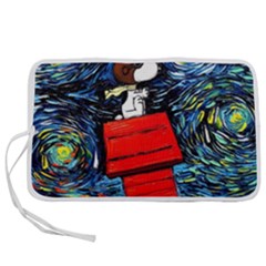 Dog Flying House Cartoon Starry Night Vincent Van Gogh Parody Pen Storage Case (l) by Modalart