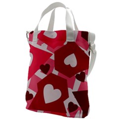 Pink Hearts Pattern Love Shape Canvas Messenger Bag by Pakjumat