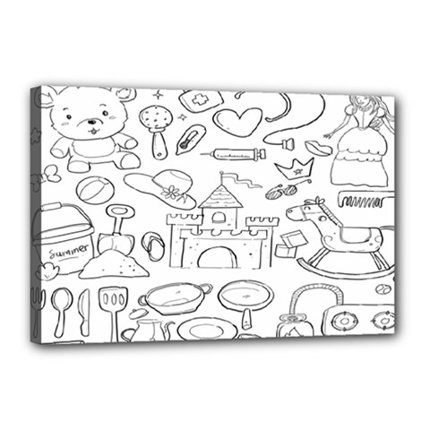 Baby Hand Sketch Drawn Toy Doodle Canvas 18  X 12  (stretched) by Pakjumat