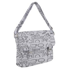 Baby Hand Sketch Drawn Toy Doodle Buckle Messenger Bag by Pakjumat