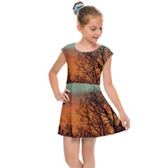 Twilight Sunset Sky Evening Clouds Kids  Cap Sleeve Dress by Amaryn4rt