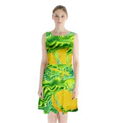 Zitro Abstract Sour Texture Food Sleeveless Waist Tie Chiffon Dress by Amaryn4rt