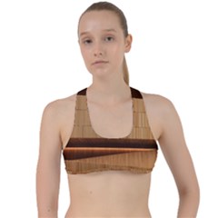 Architecture Art Boxes Brown Criss Cross Racerback Sports Bra by Amaryn4rt