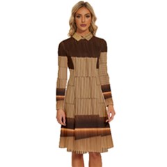 Architecture Art Boxes Brown Long Sleeve Shirt Collar A-line Dress by Amaryn4rt