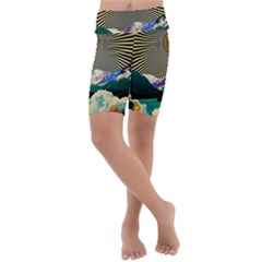 Surreal Art Psychadelic Mountain Kids  Lightweight Velour Cropped Yoga Leggings by Modalart